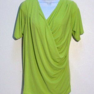 NEW DONCASTER Beautiful Soft Lime Green Short Sleeve Knit Top Blouse 3X 3W Plus